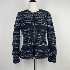 Rebecca Taylor Stripes Blue Tweed Metallic Size Medium/Large Women’s Blazer
